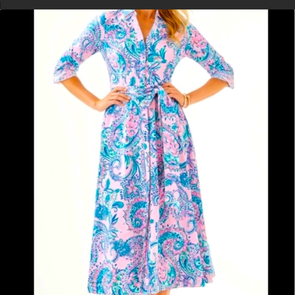 LILLY PULITZER MIRA STRETCH SHIRT DRESS:SIZE 8